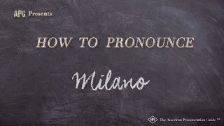 How to Pronounce Milano Real Life Examples [upl. by Vander]