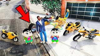 GTA 5  Shinchan amp Pinchan Stealing Gold Superbikes in GTA 5  GTA 5 mods [upl. by Ailisec]