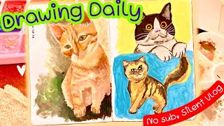 Daily Drawing Challenge ☘️Day 1 amp 2 📸 Painting Cats [upl. by Favata805]