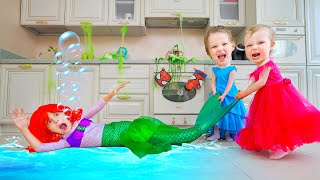 Five Kids Mermaid at Home  Funny Songs and Videos [upl. by Schnapp]