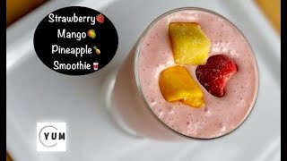 Easy Strawberry Mango Pineapple Smoothie Recipe [upl. by Codi789]