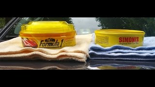 Formula 1 Carnauba Paste Wax Vs Simoniz Original Paste Waxwater test [upl. by Klusek]