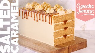 EPIC Salted Caramel Rectangular Layered Loaf Cake  Recipe amp How To  Cupcake Jemma [upl. by Vedetta]