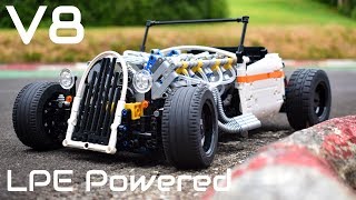 MOC Lego Technic Pneumatic V8 HOT ROD  18th Scale  V8 LPE Powered amp RC [upl. by Bow640]