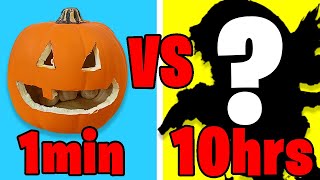 1MIN vs 10HOURS SPOOKY HALLOWEEN PUMPKIN CARVING [upl. by Soelch]