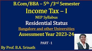 IT1 AY 202324 NEP Syllabus Part 1  Residential Status  Introduction By Srinath Sir [upl. by Novets]