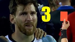 Lionel Messi All 3 RED CARDS In Career [upl. by Huey]