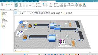 Tecnomatix Plant Simulation  Sample program assembly station 3D [upl. by Soigroeg]