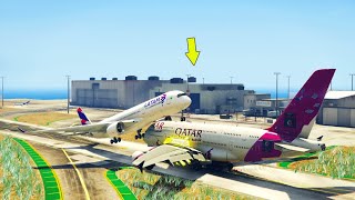 Lufthansa Airbus a380 dangerous Landing Collide amp crash USA Today gta5 usa emirates [upl. by Nnovahs]