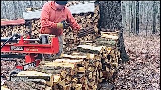 How to split amp stack firewood at the same time [upl. by Anitsud550]