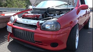 Opel Corsa B 20 16V Turbo Tuning  Acceleration Sound [upl. by Tteltrab]