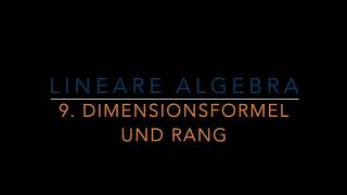 9 Dimensionsformel und Rang [upl. by Laird]