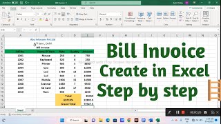 How to Create Bill Invoice in Excel  Excel Mai Bill Kisa Banya excel exceltips [upl. by Tammany194]