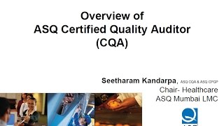 Web Series1 Overview of ASQ Certified Quality Auditor CQA [upl. by Plate]