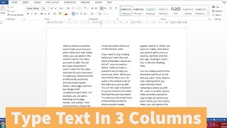 How To Type Text In 3 Columns In Microsoft Word  Showing Text In Three Columns in Word [upl. by Ettennan]