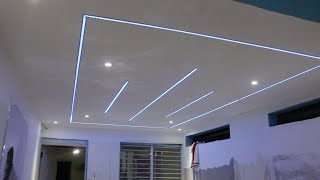 INSTALACION DE TECHO SHEETROCK Y PERFILES DE ALUMINIO Y CINTA LED RGB [upl. by Farrow]