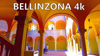 Bellinzona Switzerland 4k  Historic Centre Walktour  Ambient City Sounds [upl. by Mw885]