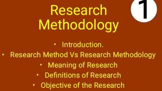 Research MethodologyResearch AptitudeResearch IntroductionResearch Method Vs Research Methodology [upl. by Irol397]