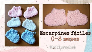 Como tejer Escarpines fáciles a crochet paso a paso 03meses [upl. by Xylia210]