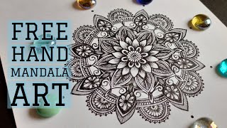 Freehand Mandala Art 1  MANDALA ART for BEGINNERS STEP BY STEP  NO COMPASS NO PROTRACTOR MANDALA [upl. by Leotie911]