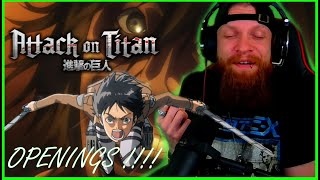 Reacting to ATTACK ON TITAN Openings 1  7 [upl. by Ailgna]