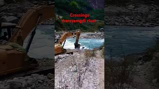 Crossing Marsyangdi River rivercruising Manangnepal shortvideo [upl. by Asiled812]