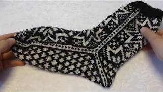 How to knit norwegian quotrussesocksquot with selbu pattern step by step [upl. by Atnicaj624]