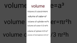 Volume of 3d shapes mathematicsshortsytshorts viralshorts mathstricks [upl. by Sakhuja599]