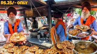 Legendary 90 Year Old Bapu Ji Sells Rs25 Amritsari Kulcha  Street food India [upl. by Lynnelle]