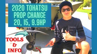 2020 Tohatsu  Mercury Outboard Prop Change 99 15 20HP Tips [upl. by Gwenore289]