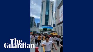 People flee in panic as 300metrehigh skyscraper wobbles in China [upl. by Irac634]