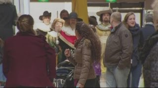 Dutch flashmob arrive at shopping mall on horses [upl. by Valerian]