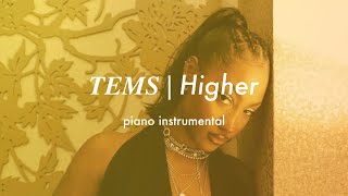 Tems  Higher  Piano Instrumental Karaoke amp Lyrics [upl. by Oman]