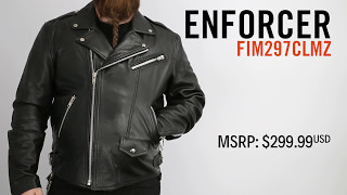 First Mfg Co  Enforcer Mens Leather Motorcycle jacket [upl. by Austen]