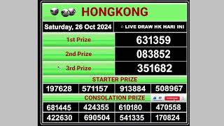 Hongkong Live draw result 26102024  Live Draw HK [upl. by Iccir]