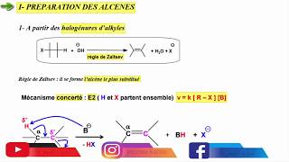 Hydrocarbure SMC S4 Préparation des alcènes a partir des halogénures dalkyles règle de Zaïtsev 9 [upl. by Amarillis178]