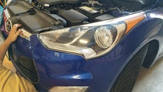 HOW TO REPLACE A HEADLIGHT BULB IN HYUNDAI [upl. by Shelbi]