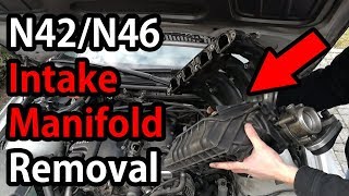 BMW N42N46 Intake Manifold Removal PART 1 [upl. by Gilud257]