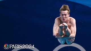 USAs Carson Tyler Andrew Capobianco lifted to 3m springboard semis  Paris Olympics  NBC Sports [upl. by Llirpa]