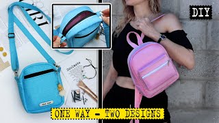 TOTALLY EASY DIY CROSSBODY BAG AND BACKPACK TUTORIALS FROM SCRATCH [upl. by Merwyn]