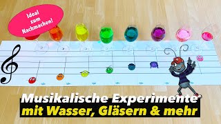 Musik mit Gläsern amp Wasser  EXPERIMENT für KINDER  Spielend Noten lernen Floh im Ohr TV [upl. by Cressida]