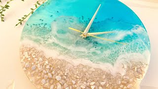 Gorgeous Resin Beach Clock From a Mold DIY Resin Art Tutorial [upl. by Donahoe]