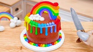 Yummy Chocolate Cake 🌈🍫😋 Miniature Rainbow Chocolate Cake Decorating With Melted Chocolate [upl. by Catherin]