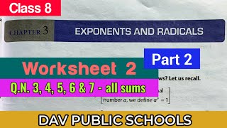 DAV class 8 maths chapter 3 worksheet 2 QN 3 4 5 6 amp 7 all sums [upl. by Noletta911]