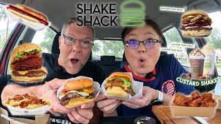 Shake Shack Carolina BBQ Burger Bacon Cheese Fries Mushroom Custard Shakes amp MORE Eat With Us [upl. by Nahtiek]