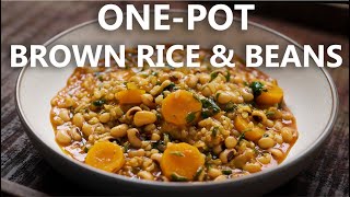 Brown Rice and Black Eyed Beans 🫘 High Fiber and Protein One Pot Meal for Vegans Super Easy [upl. by Ecar346]