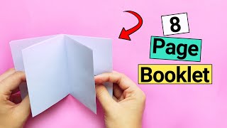 How To Make a 8 Page Booklet with Paper  No Glue [upl. by Symons]