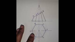 How to Draw the Truncated Front and Plan of a Hexagonal Pyramid [upl. by Llyrat]