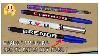 COMO PONERLE NOMBRE A TU LAPICERA con hilo Fácil ✍️ Personaliza tus plumas 😁 [upl. by Annocahs]