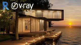 Vray 5 for revit  modeling and exterior rendering in revit and vray night scene [upl. by Vanna728]